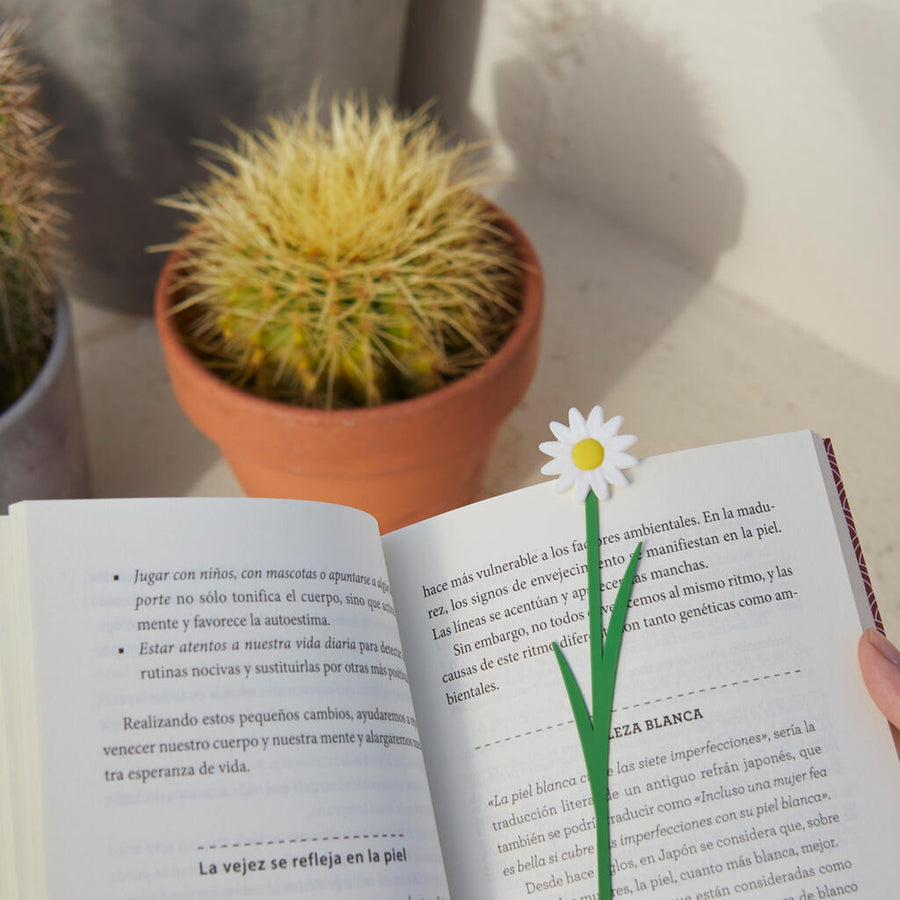 Marque-page Daisy en plastique avec marguerite en relief