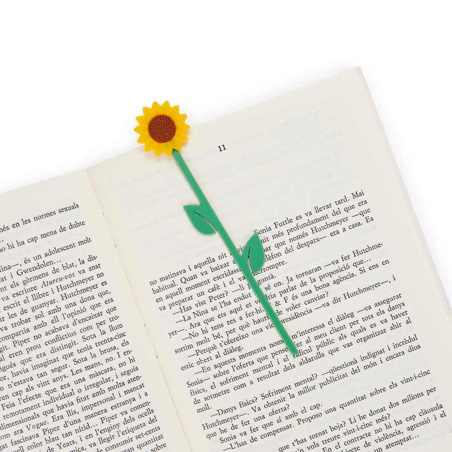 Marque-page tournesol en plastique avec fleur en relief