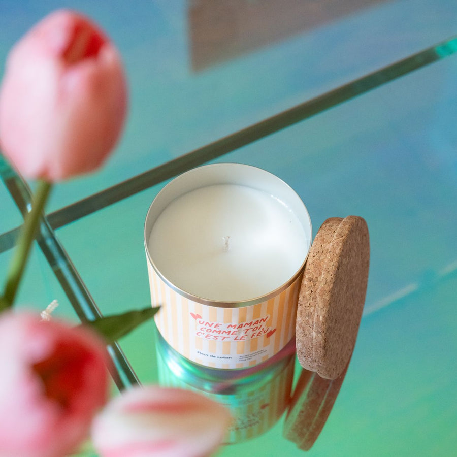 Bougie avec message 'Une Maman comme toi c'est le feu !'