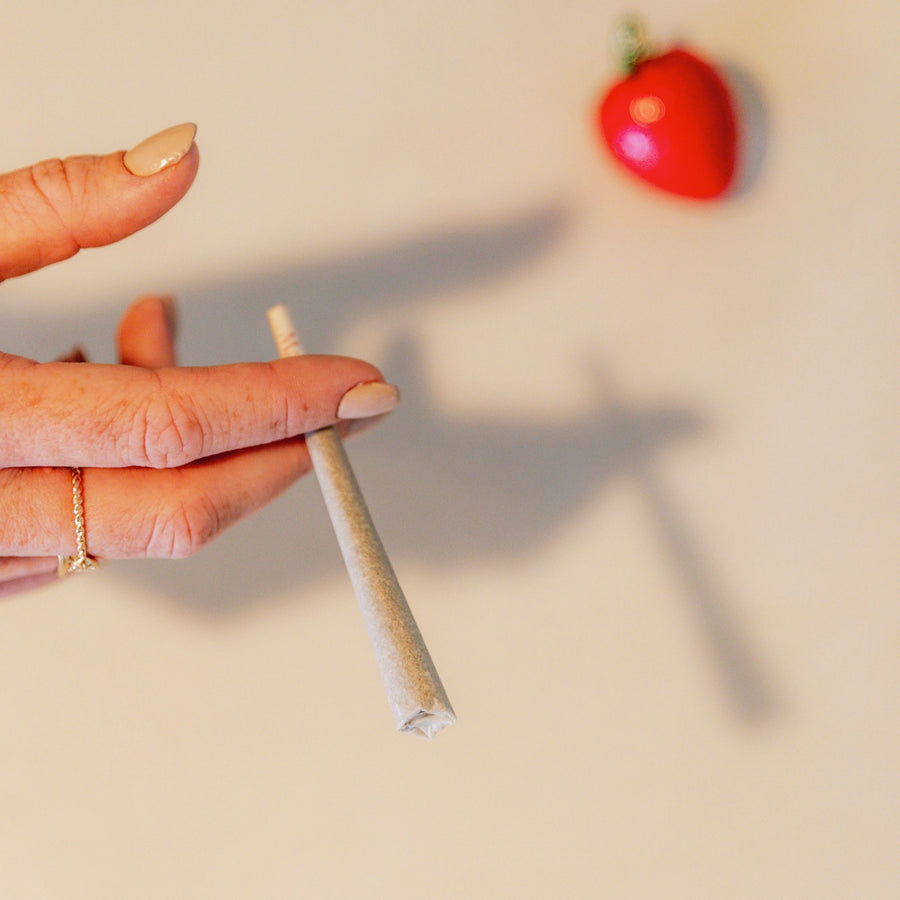 Pré-roll CBD sur fond naturel, mettant en avant les fleurs bio.