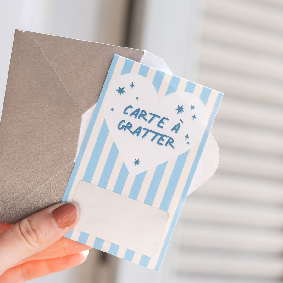 Carte à gratter avec message positif sur fond coloré