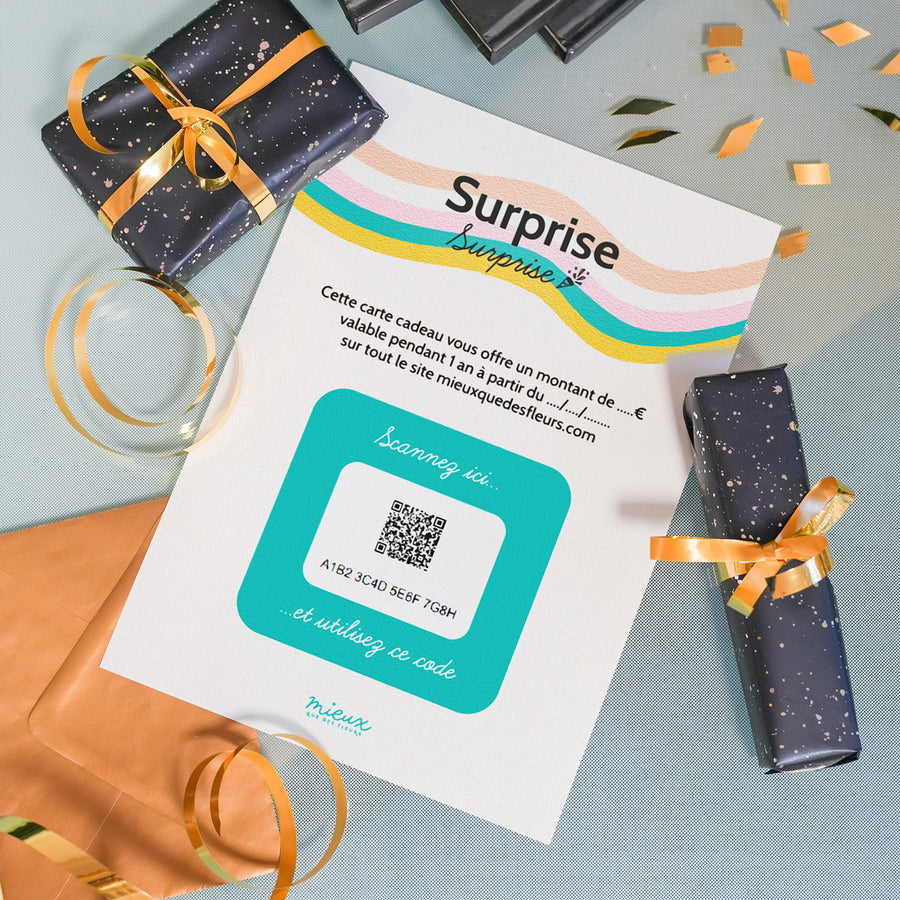 Carte cadeau avec un design élégant et moderne.