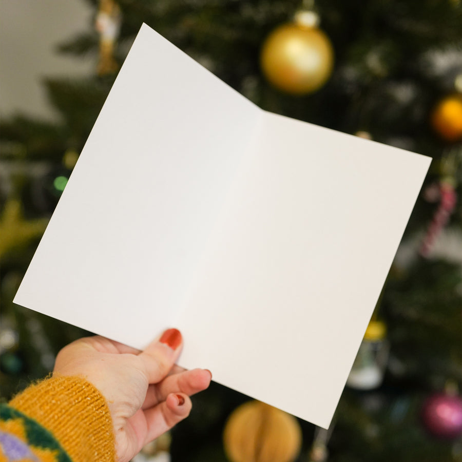 Carte de Noël avec motif givré et texte 'Ho Ho Ho'