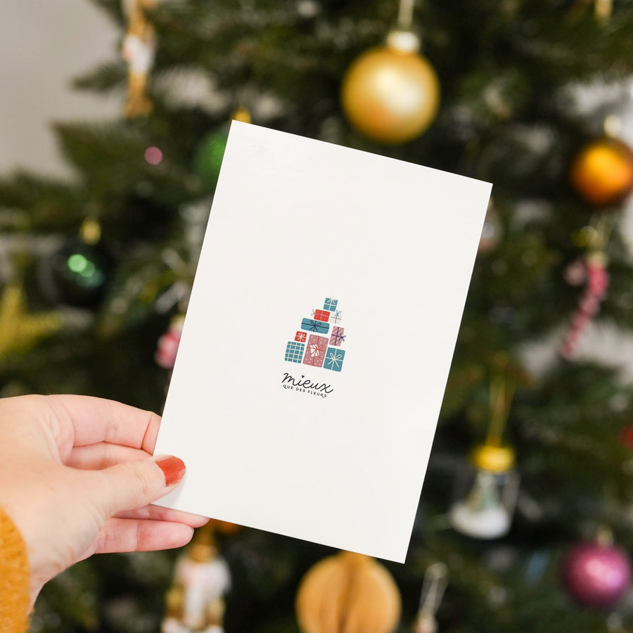 Carte de Noël avec motif givré et texte 'Ho Ho Ho'
