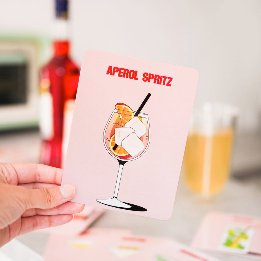 30 cartes de recettes de cocktails avec illustrations colorées