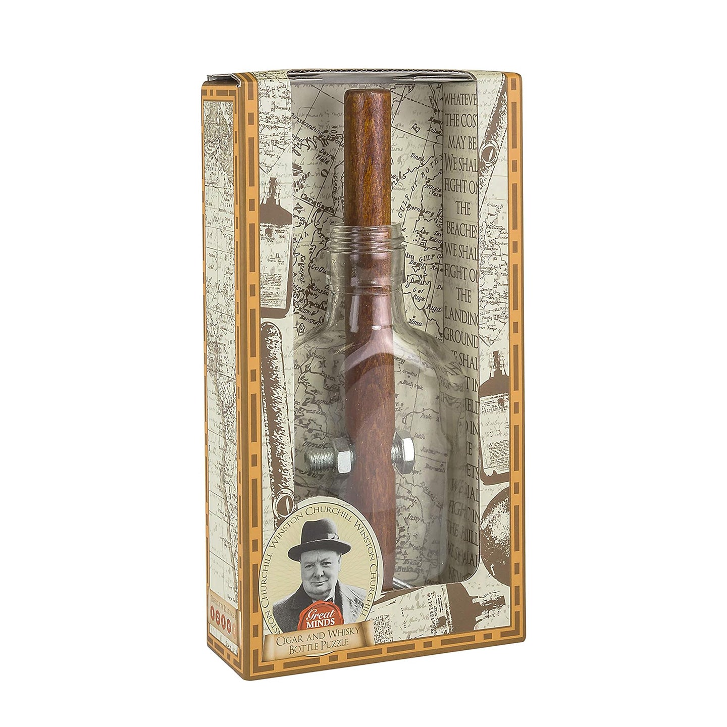Casse-tête Cigare de Churchill avec bille en bois visible