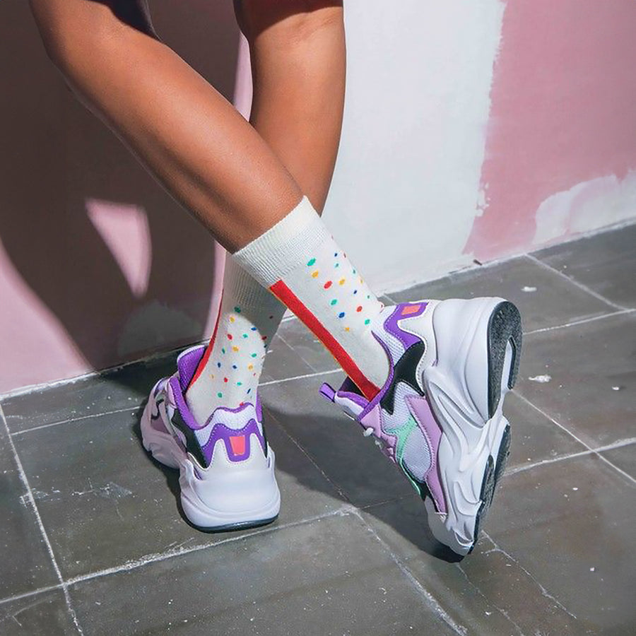 Chaussettes enfants motif Rainbow Cake en gros plan