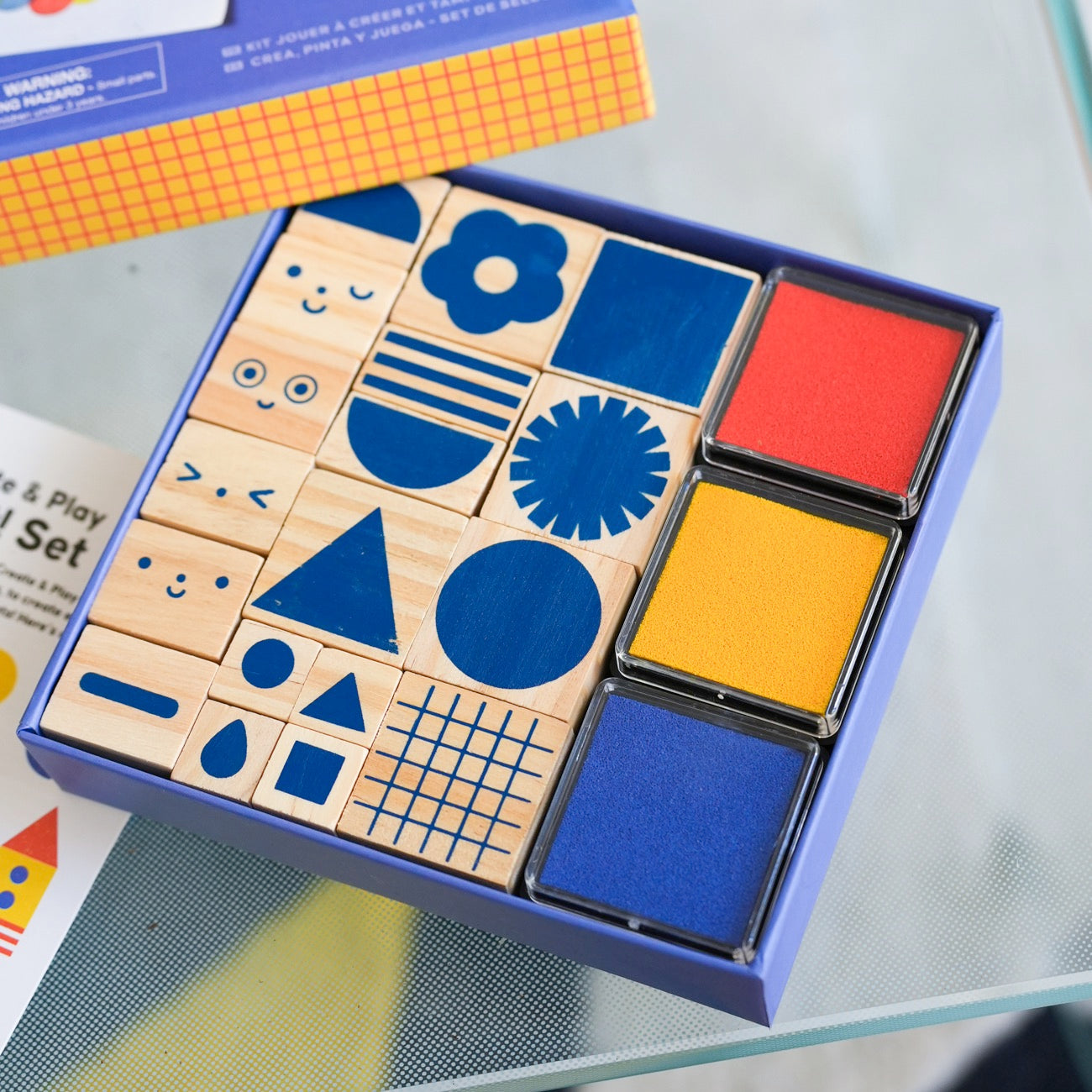 Coffret de tampons pour enfants avec motifs variés