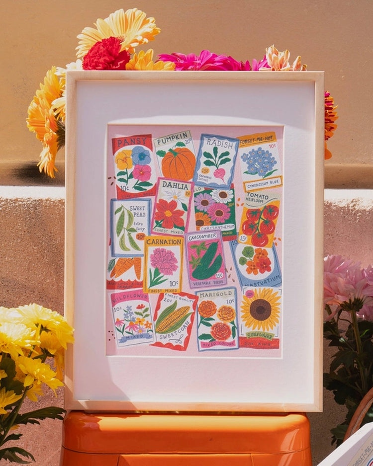 Coffret peinture au numéro avec motifs de sachets de graines
