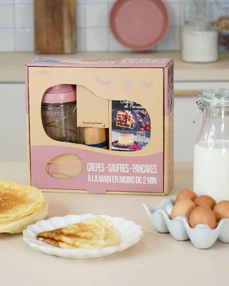 Coffret shaker avec repères pour crêpes et pancakes