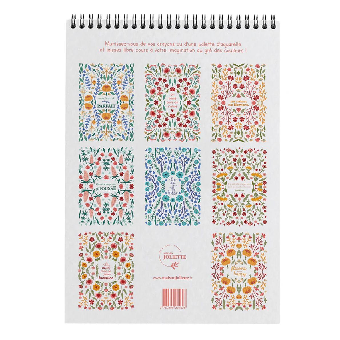 Carnet de coloriage avec motifs apaisants en gros plan