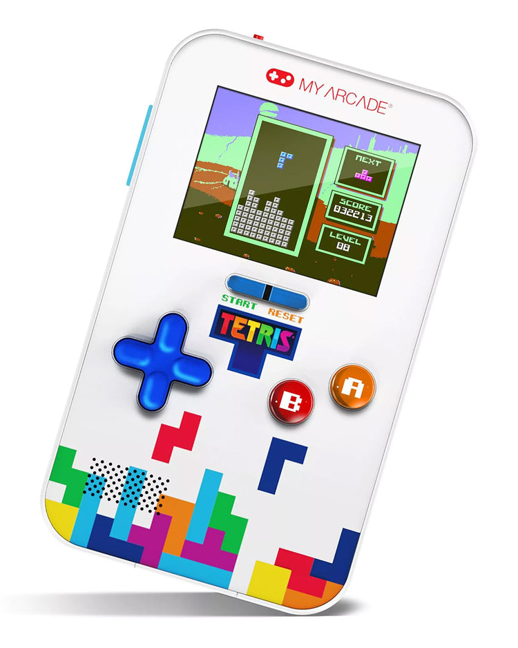 Console de poche Tetris vue de face avec écran rétro