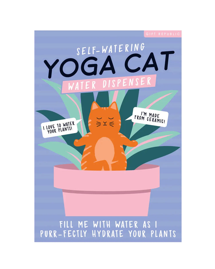 Distributeur d'eau en forme de chat en posture de yoga