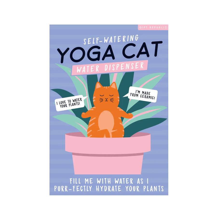 Distributeur d'eau en forme de chat en posture de yoga