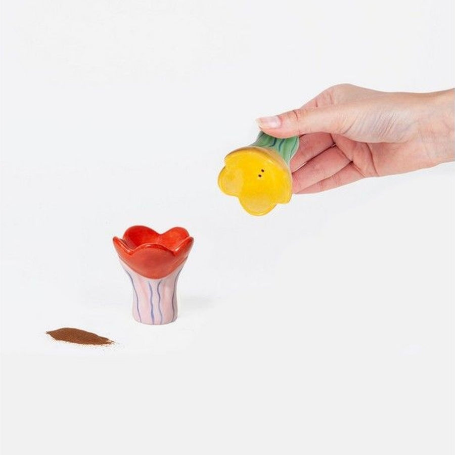 Salière et poivrière Tulipes avec motif floral coloré