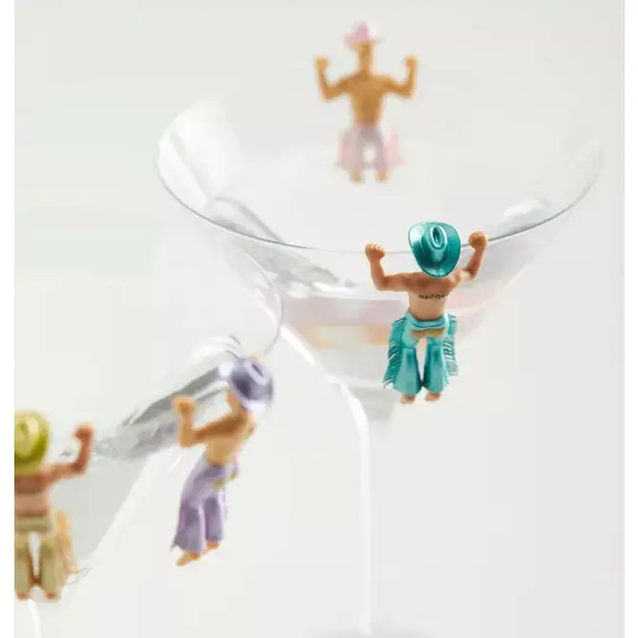 Marqueurs de verre disco avec cowboy coloré sur fond clair