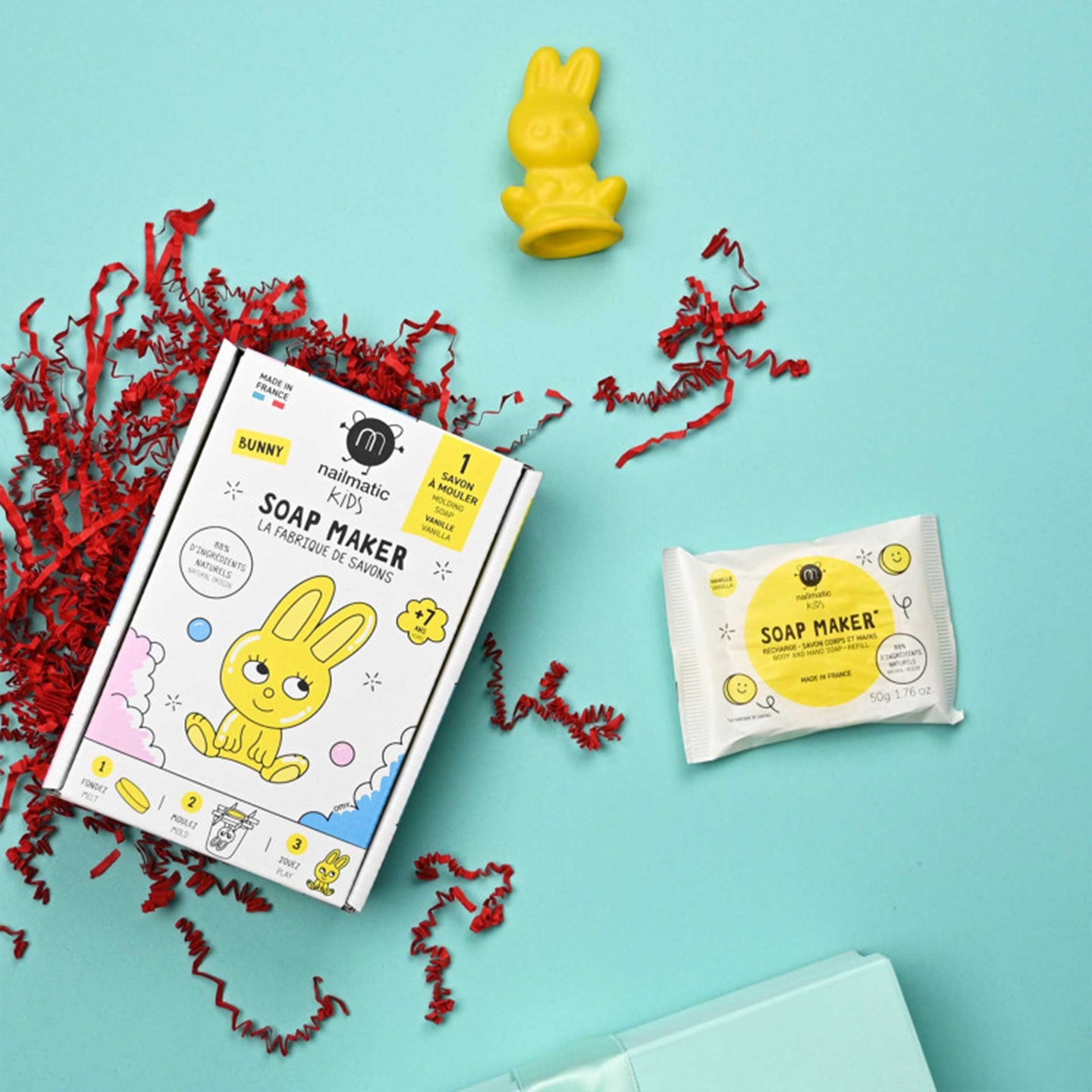 Kit DIY pour fabriquer un savon en forme de lapin.