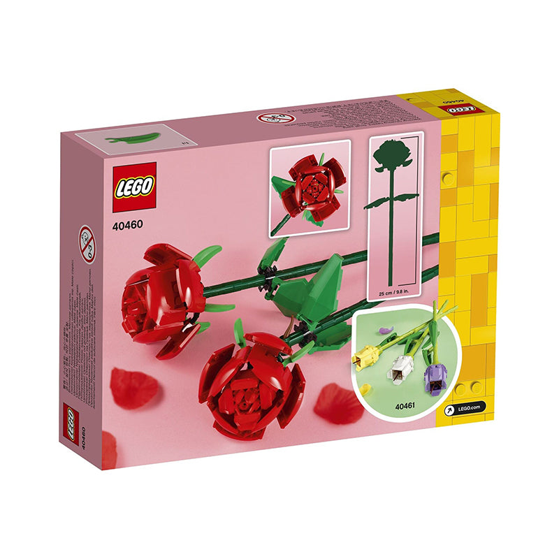 Roses Lego avec tiges ajustables et feuilles vertes