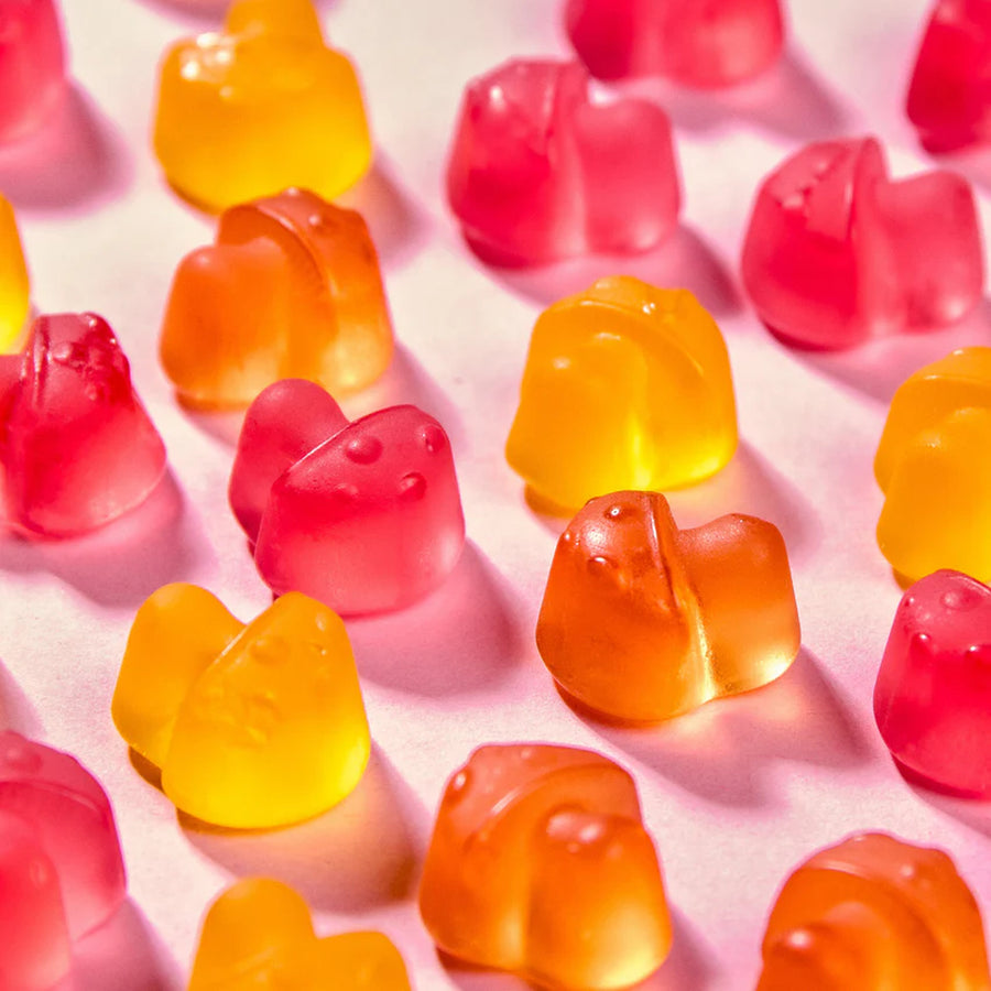 Bonbons vegan en forme de champignons, texture gélifiée