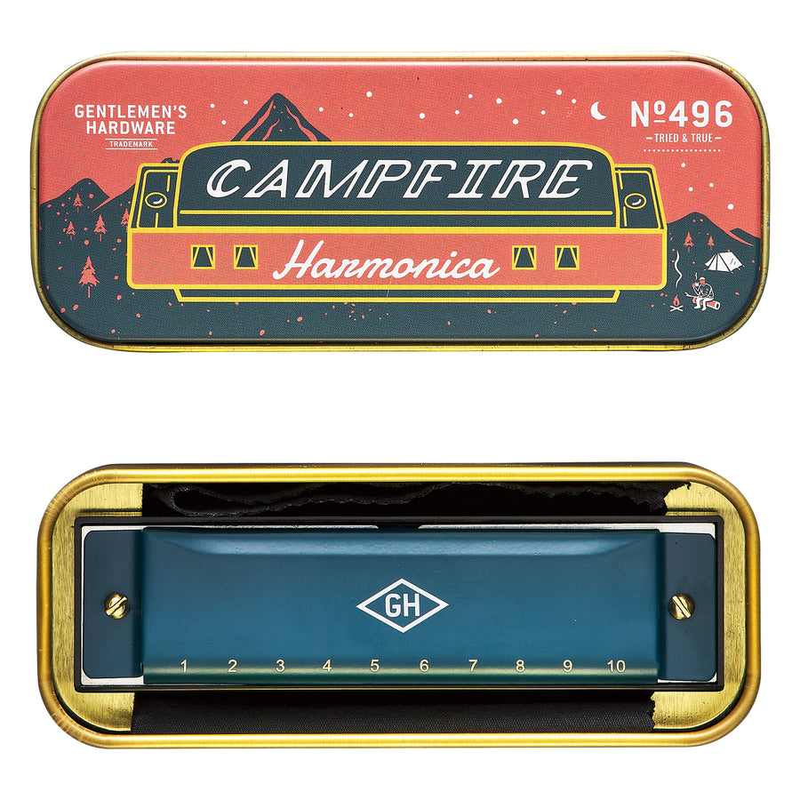 Harmonica de camping avec finition métallique brillante
