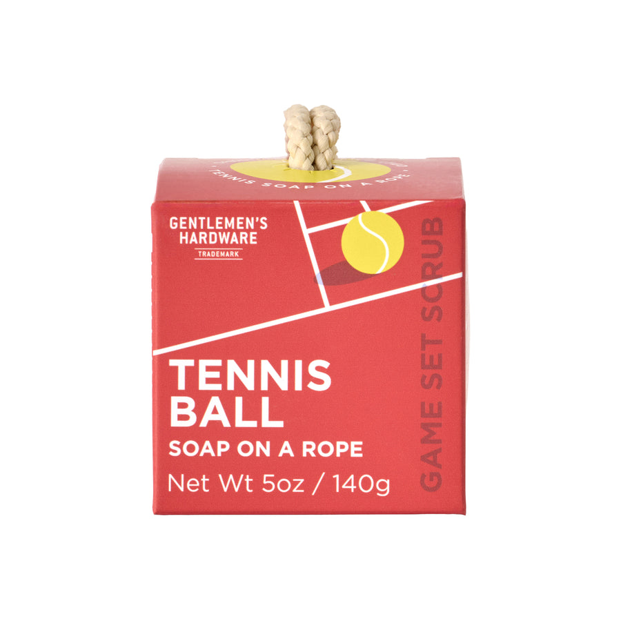 Savon en forme de balle de tennis avec corde, texture lisse