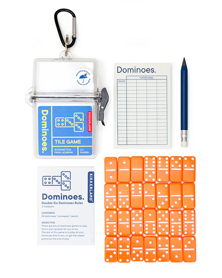 Boîtier de dominos étanche avec motif coloré, prêt pour l'été