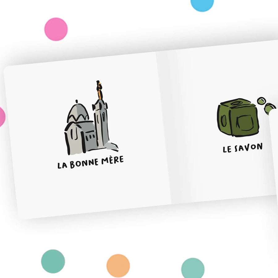 Livre imagier sur Marseille avec illustrations colorées