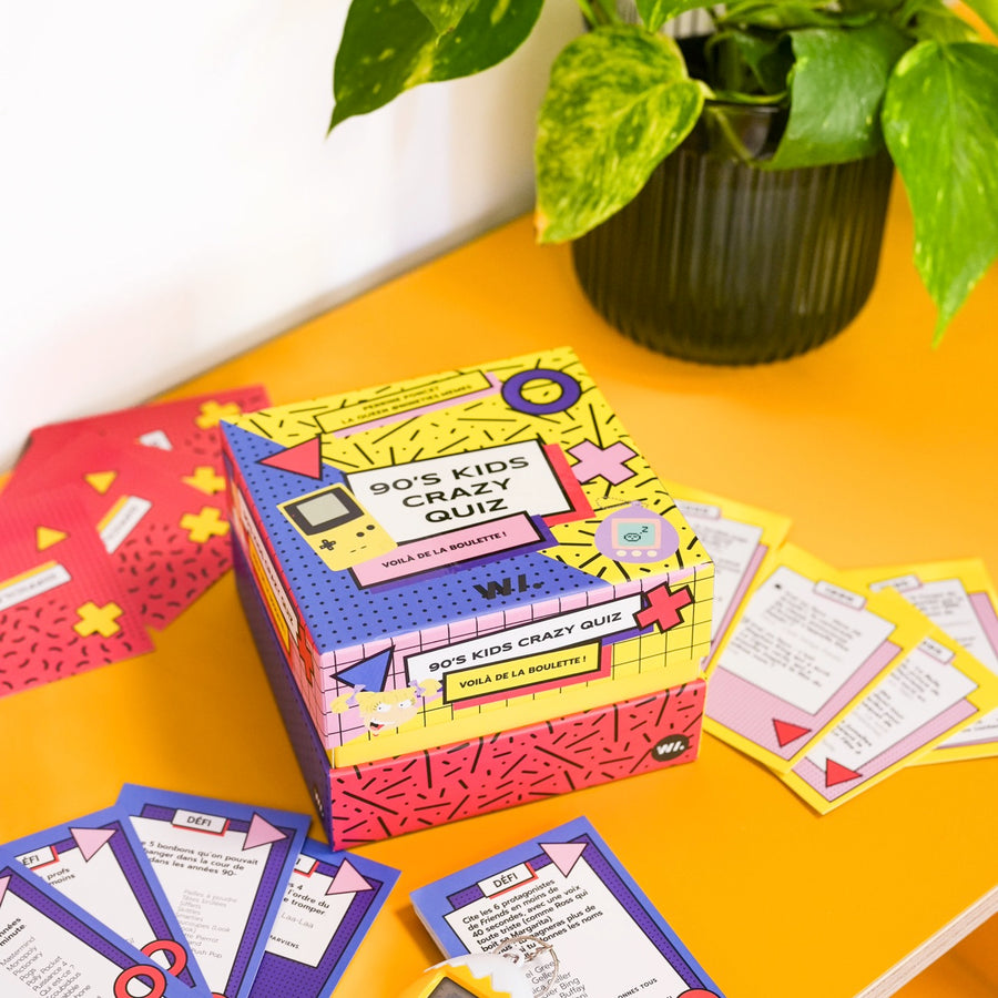 Boîte du jeu Crazy Quiz avec design rétro coloré