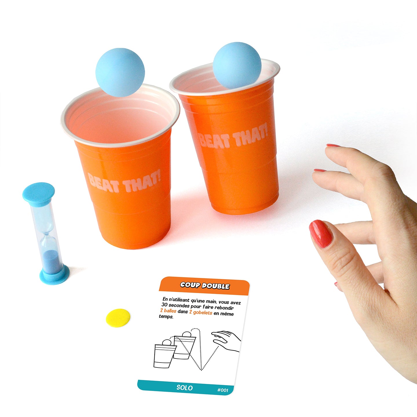 Boîte du jeu avec défis colorés et illustrations ludiques
