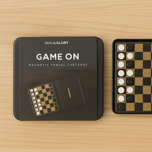 Mini jeu de dames magnétique avec pièces en bois colorées