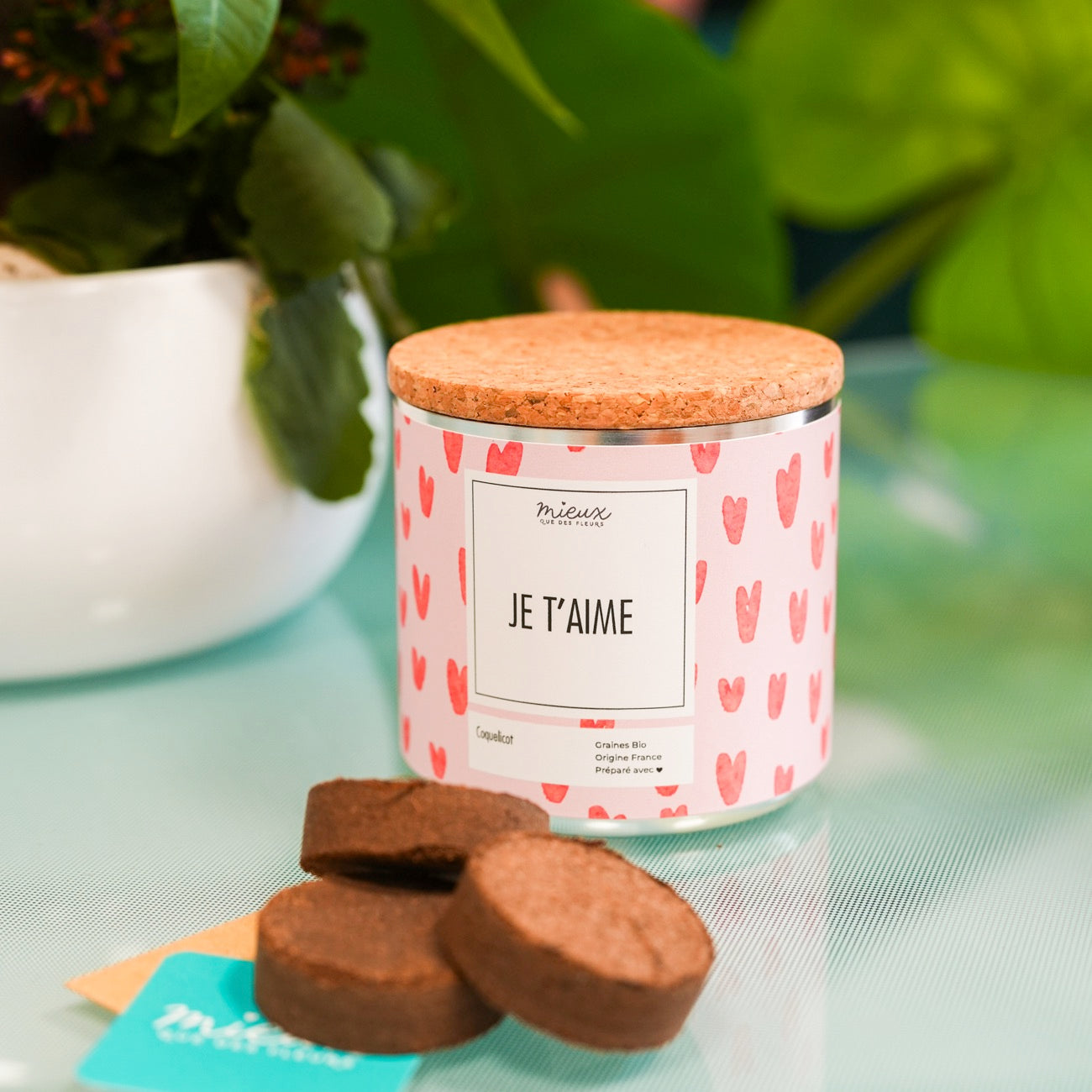 Kit à planter avec palet déshydraté et graines de coquelicot