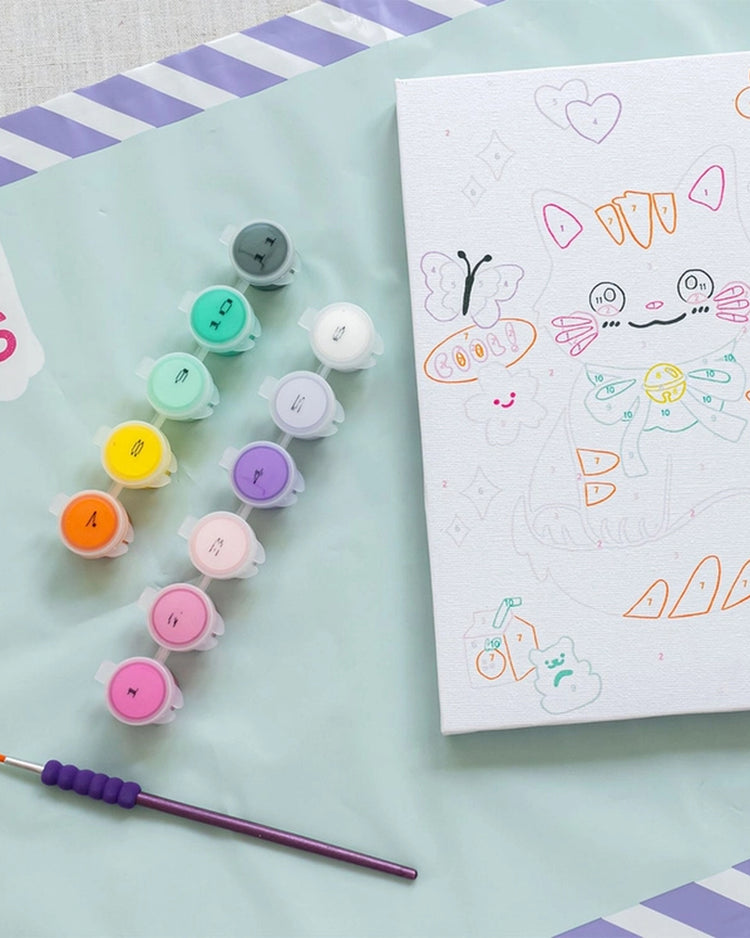 Kit peinture au numéro avec pinceau et zones colorées pour enfants