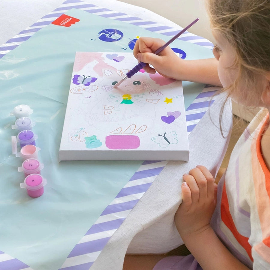 Kit peinture au numéro avec pinceau, motif Maneki Neko