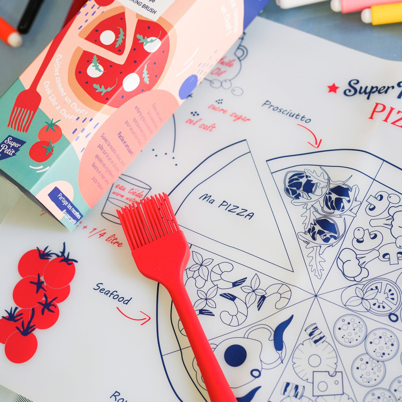 Kit de cuisine pizza pour enfants avec accessoires en silicone