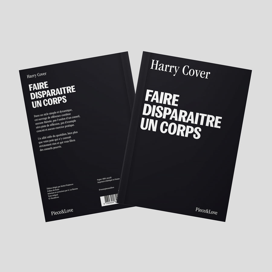 Carnet humoristique sur le thème de cacher un corps, ouvert.