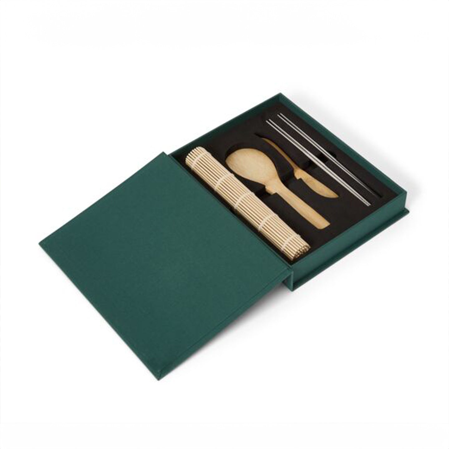 Livre sur les sushis ouvert, révélant des accessoires cachés.