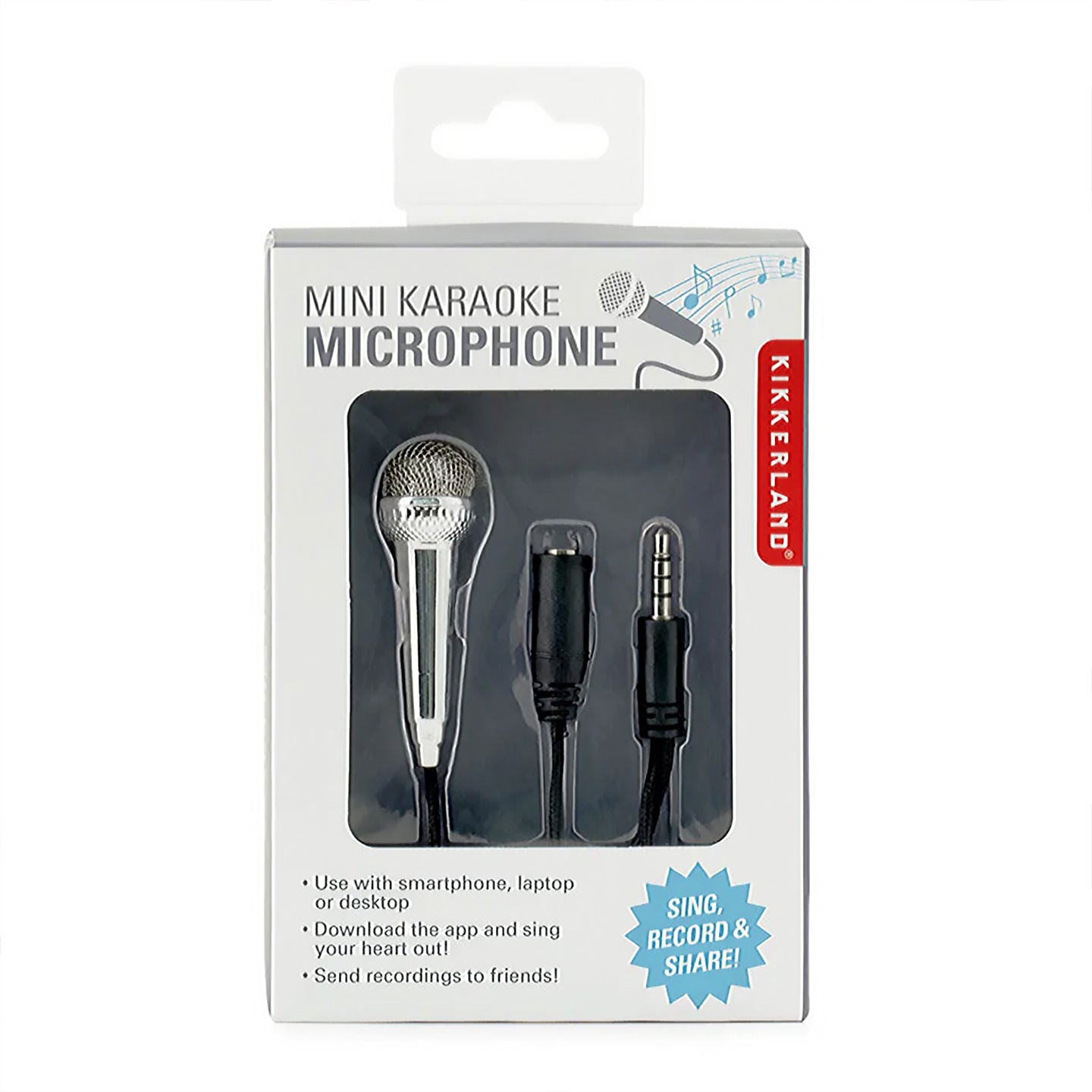 Mini microphone portable avec grille dorée et design compact.