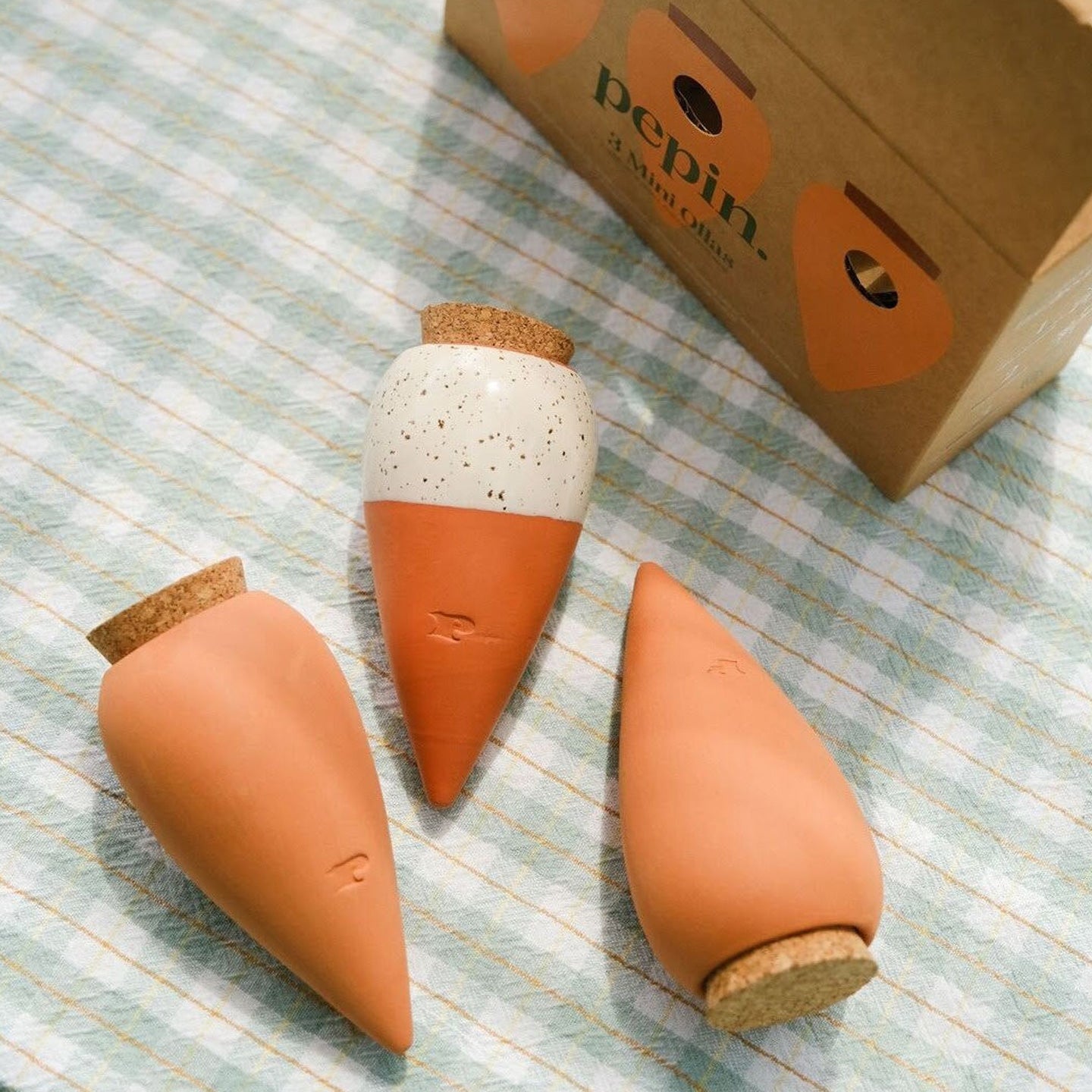 Trio de mini ollas en terre cuite pour arrosage automatique