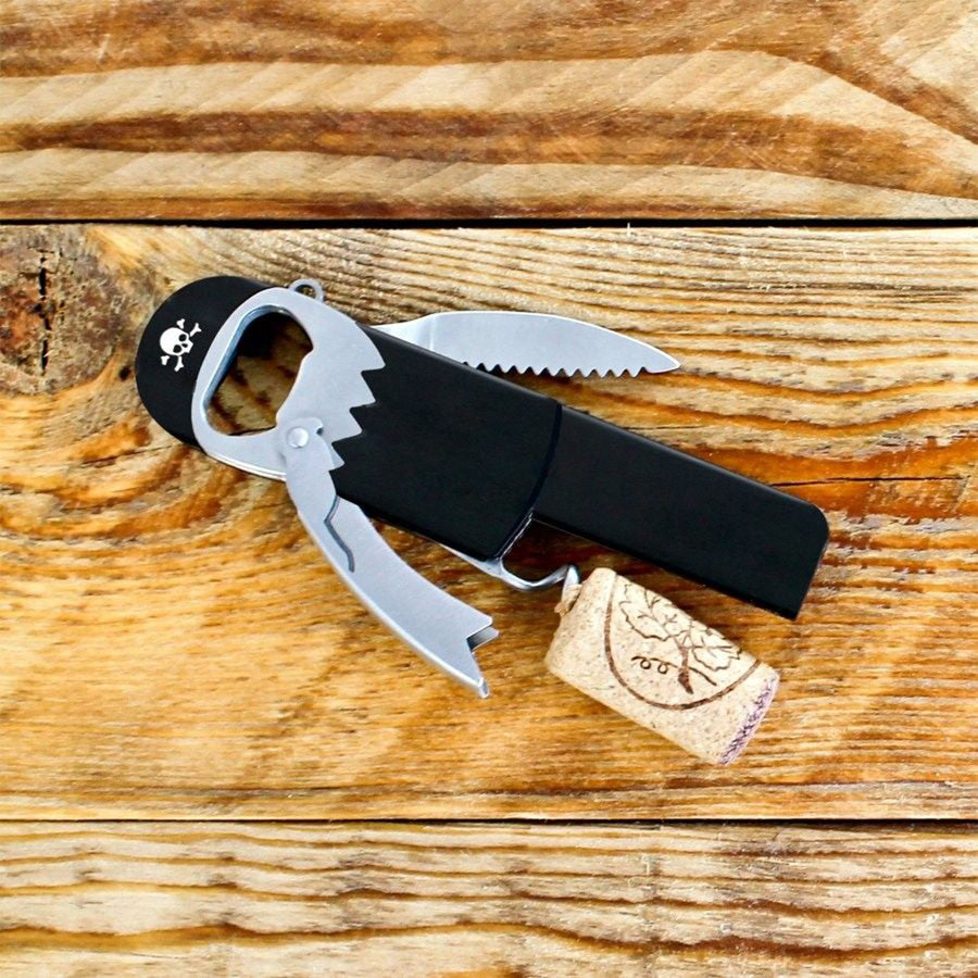 Tire-bouchon pirate avec jambe de bois et cache-œil