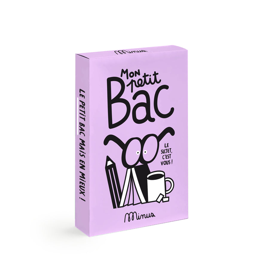 Petit Bac avec patte Minus sur fond blanc, design épuré