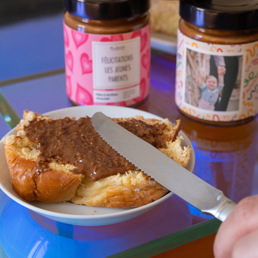 Pâte à tartiner chocolat avec étiquette personnalisée