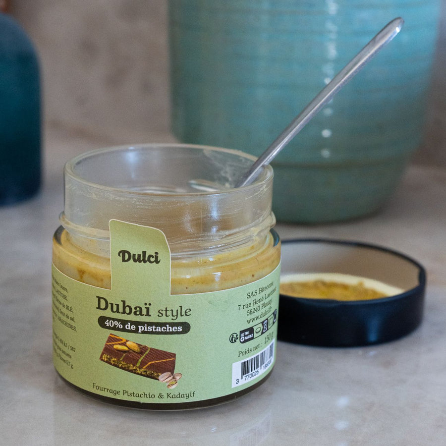 Pâte à tartiner pistache et chocolat blanc, texture crémeuse
