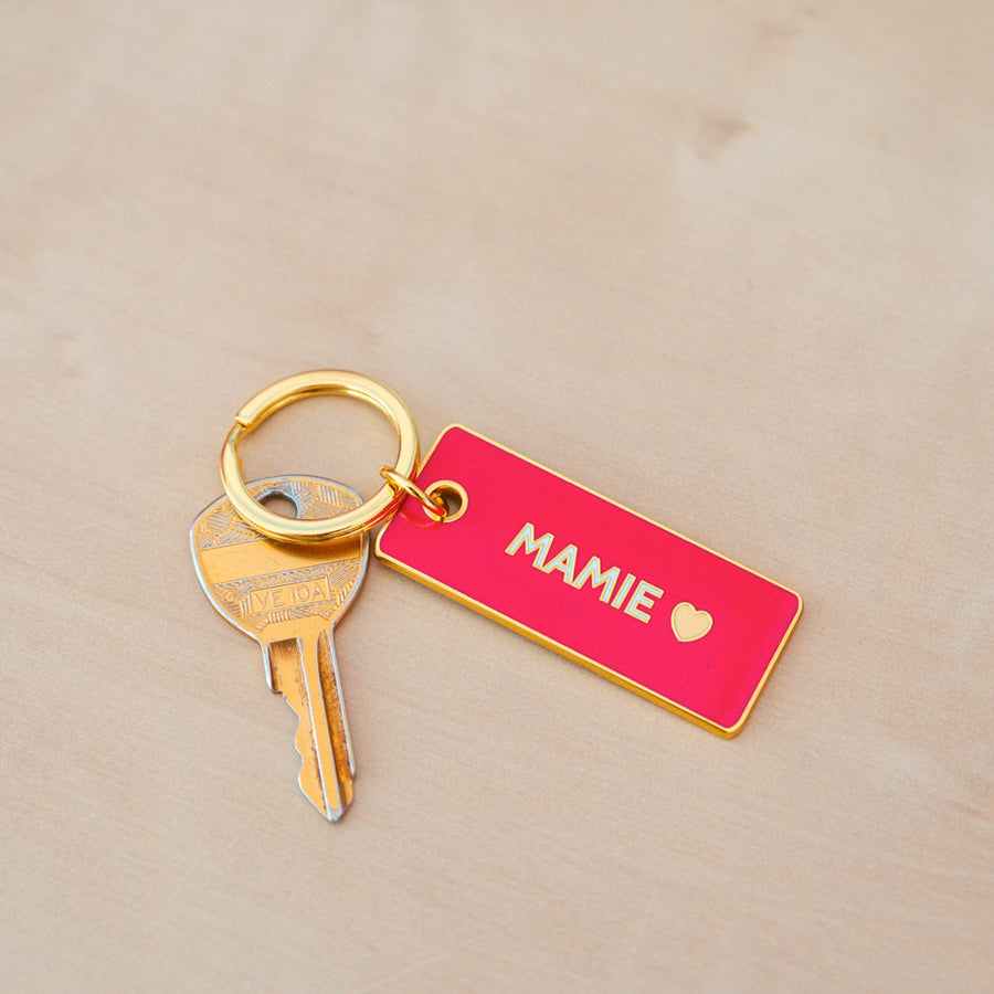 Porte-clé Mamie avec cœur et lunettes sur fond clair