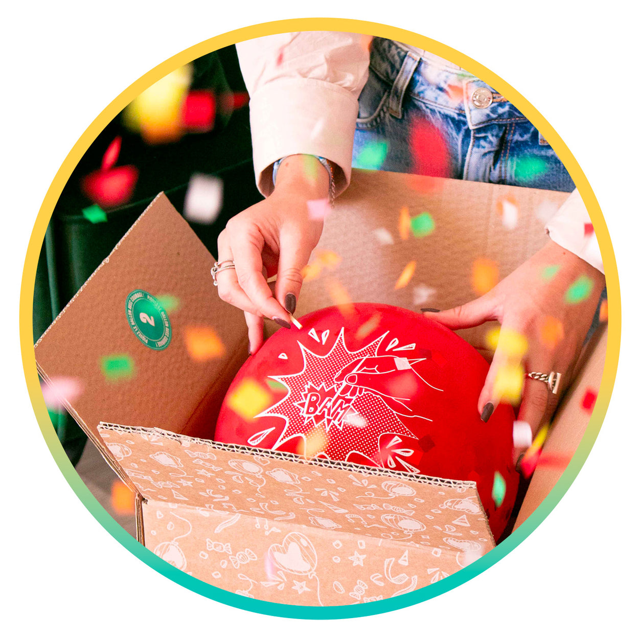 Bam box remplie de confettis à éclater