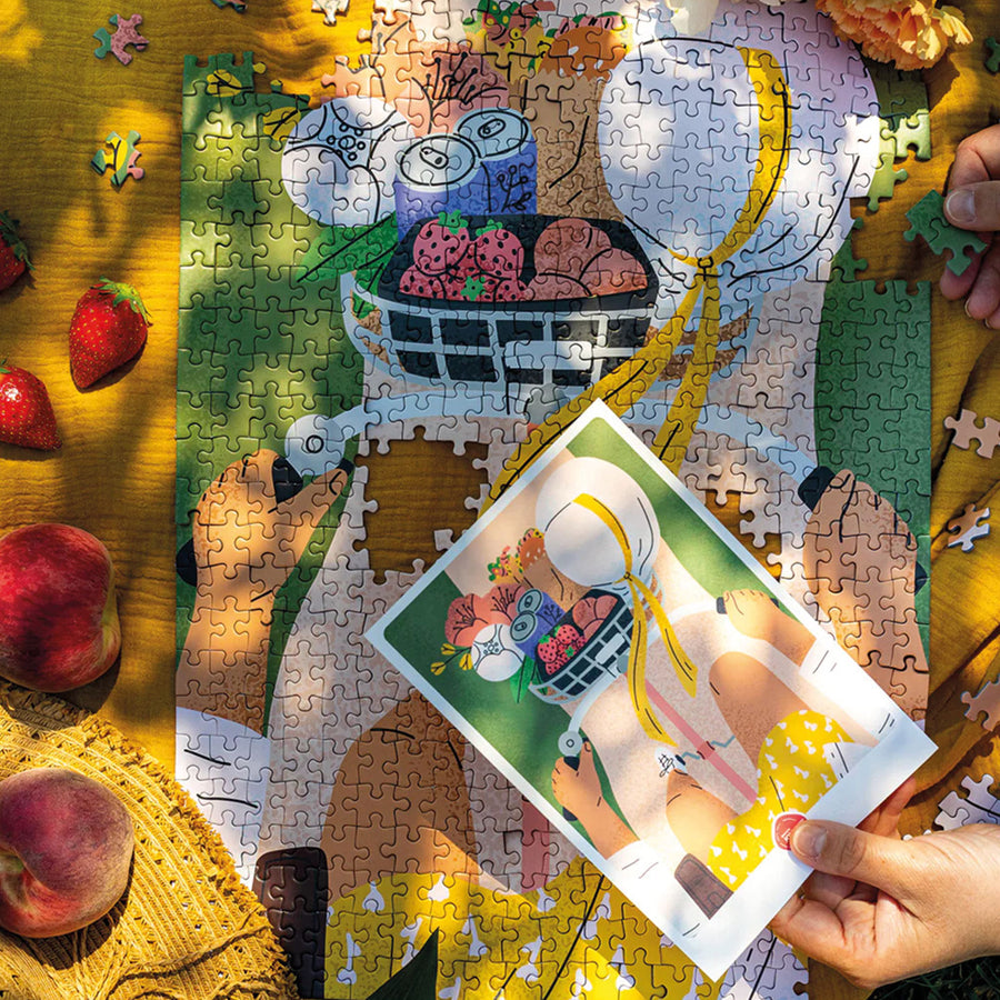 Puzzle de 500 pièces représentant une balade à vélo estivale.