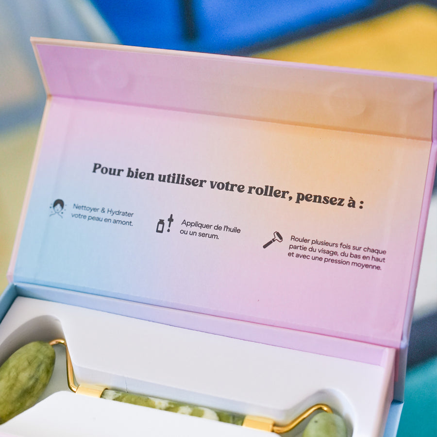 Rouleau de jade pour visage avec embouts distincts