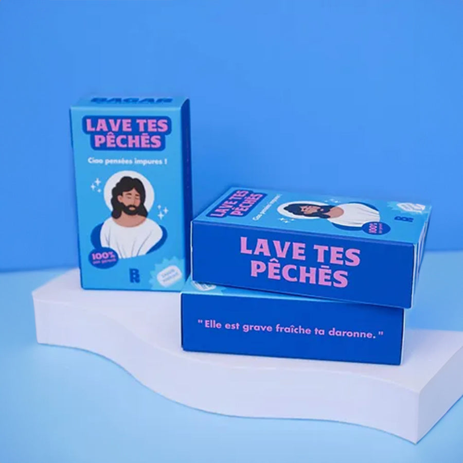 Savon humoristique avec un design ludique et coloré.