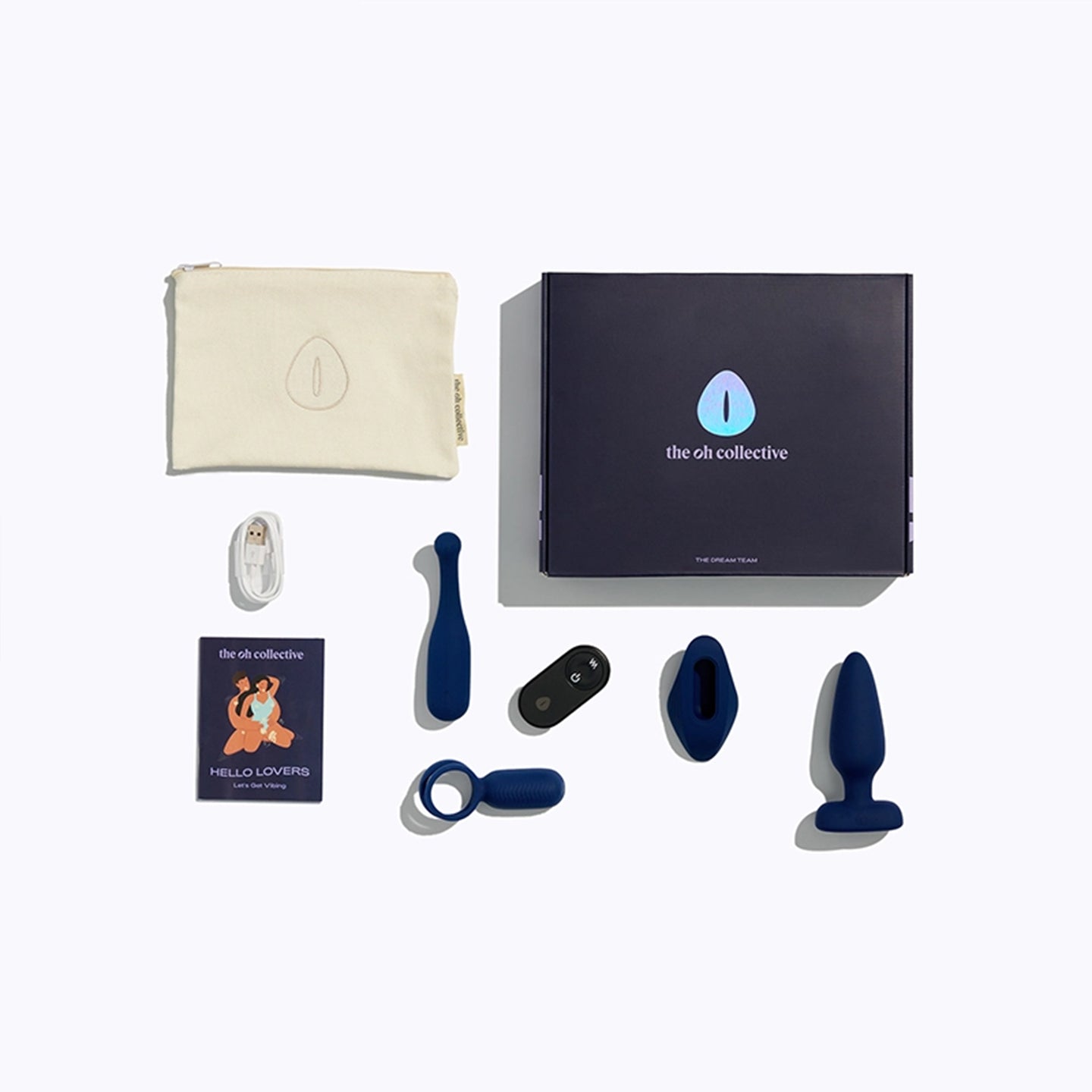 Coffret de vibromasseurs pour couple avec divers jouets intimes.