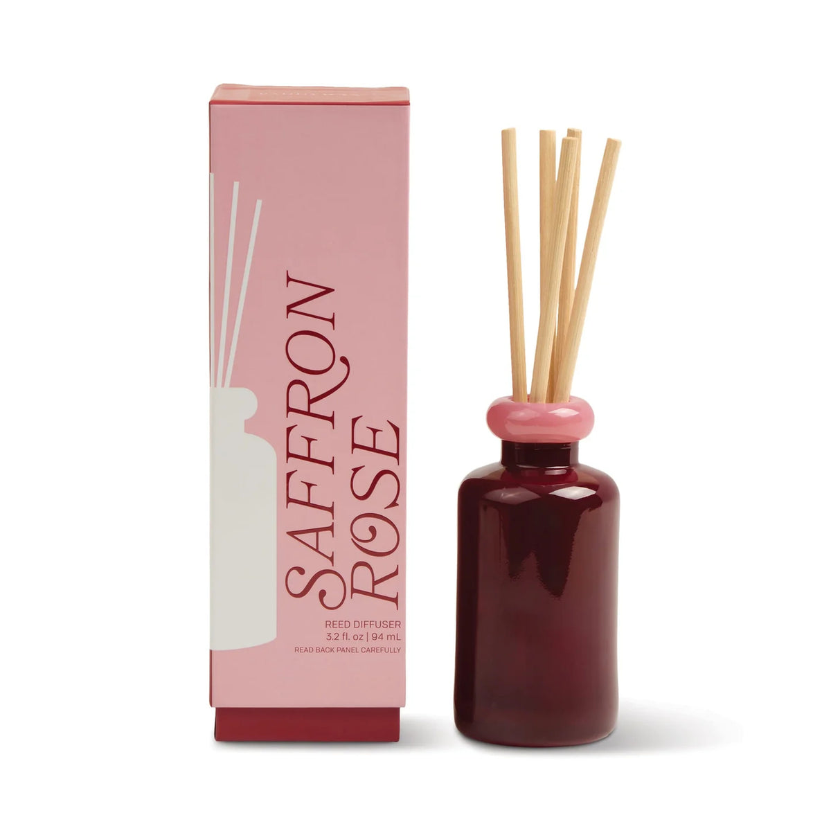 Diffuseur à bâtonnets Saffron Rose avec flacon bordeaux élégant