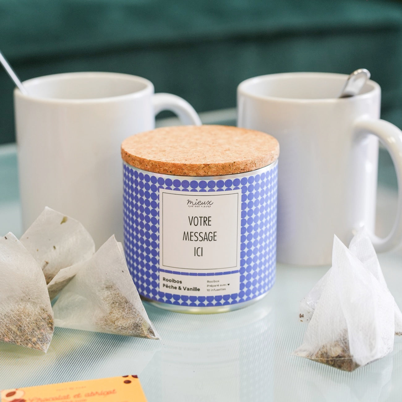 Boîte de thé personnalisée avec photo sur le couvercle